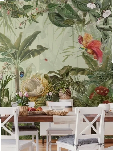 Tropical jungle plants wallpaper mural