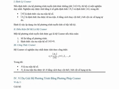 Quy tắc Cramer: Lý thuyết, phương pháp giải và ứng dụng chi tiết